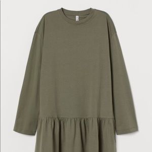 H&M khaki green cotton jersey dress
